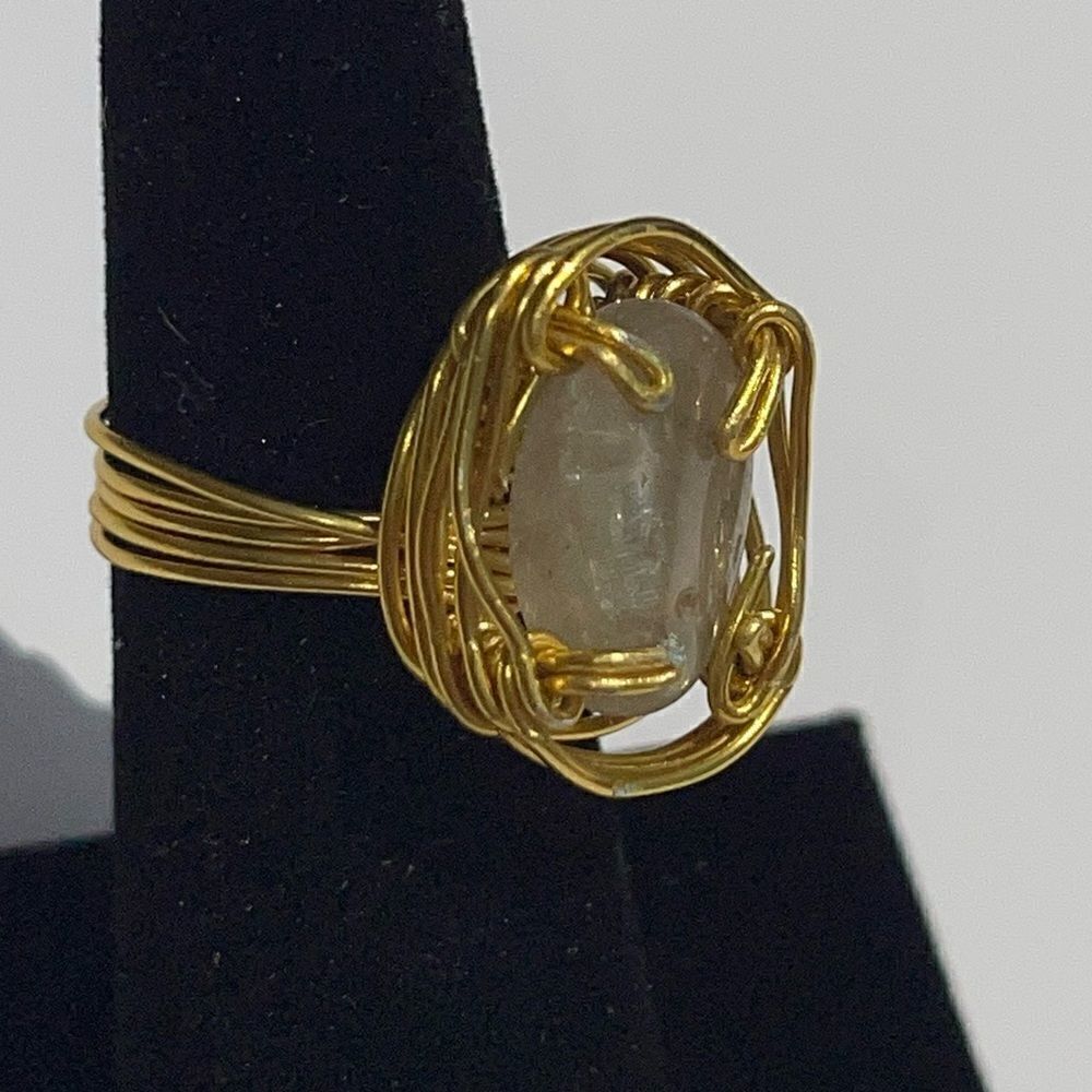 ✨ CLEAR QUARTZ WIREWRAPPED NATURAL GEMSTONE CHUNKY RING ✨ - Picture 5 of 5